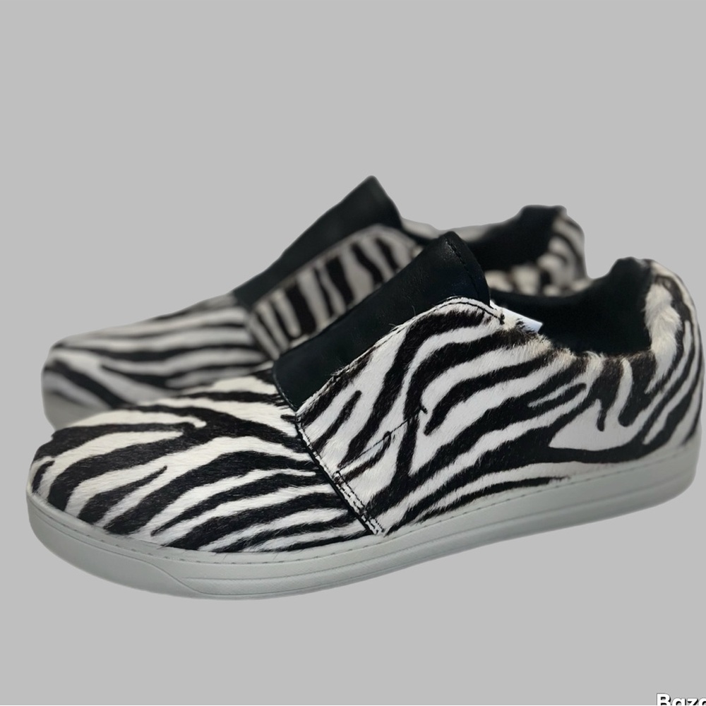 Prada Pony Hair Safari Zebra Slip Ons